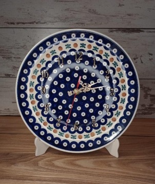 Zegar ceramiczny ścienny 25 cm cichy ceramika Bolesławiec 