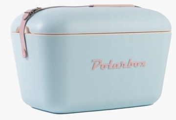 Retro Cooler Lodówka turystyczna PolarBox niebieska różowy pasek 20 l