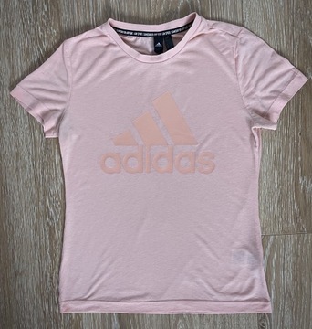T-shirt damski adidas pudrowy róż morela S 36