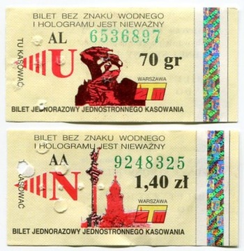 ZTM Warszawa - 70 gr, 1,40 zł