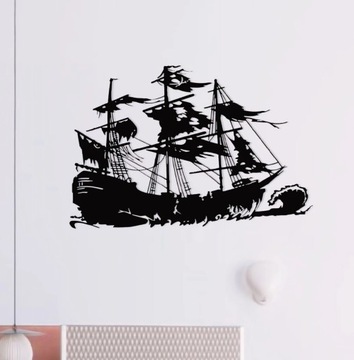 Statek, Statek Piracki, Morze. Obraz z drewna