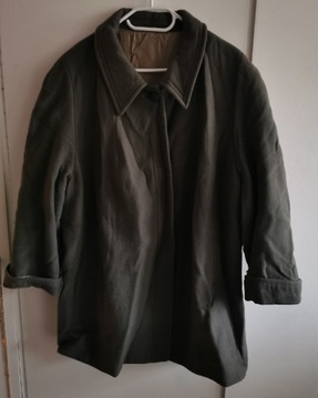 Retro vintage prl oliwkowy płaszcz wełniany 54 
