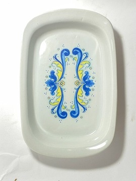 Ceramika do pieczenia, ręcznie malowana folk PRL