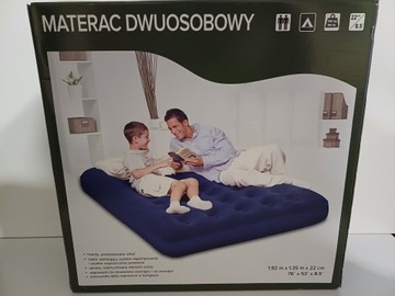 Materac dmuchany welurowy, turystyczny  NOWY 2 os.