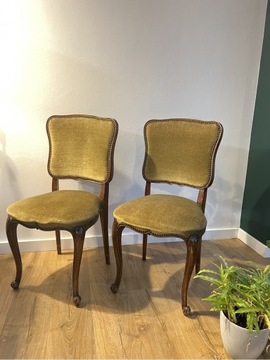 Krzesła drewniane tapicerowane, welur aksamit