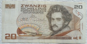 Austria 20 szylingów 1986 Malarz Moritz Daffinger