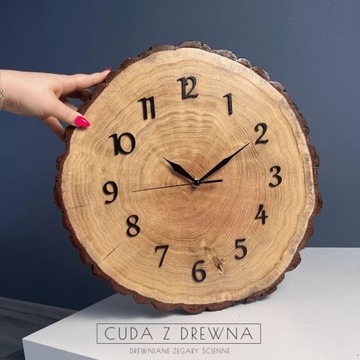 Wiszący zegar z drewna 30cm CUDA Z DREWNA