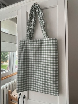 Torebka handmade tote bag z marszczonymi rączkami 