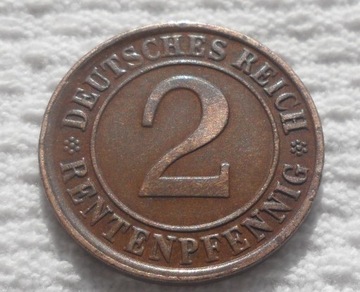 Weimar 2 fenigi rentenpfennig 1924 F Stuttgart