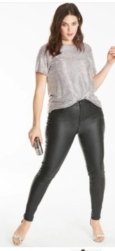 **H&M**. Czarne, woskowane jeansy z paskiem 29/30