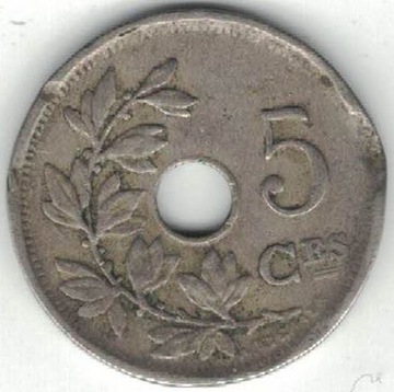 Belgia 5 centymów centimes 1923 Q 19 mm