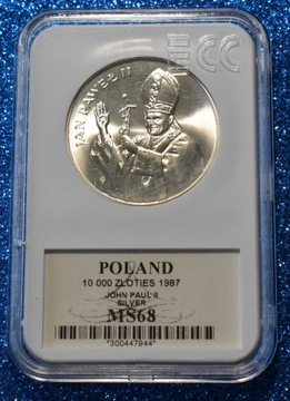 10000 ZŁ JAN PAWEŁ II 1987 MS68