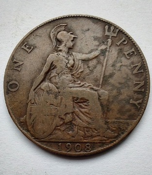 ANGLIA 1 Pence 1908 ŁADNA