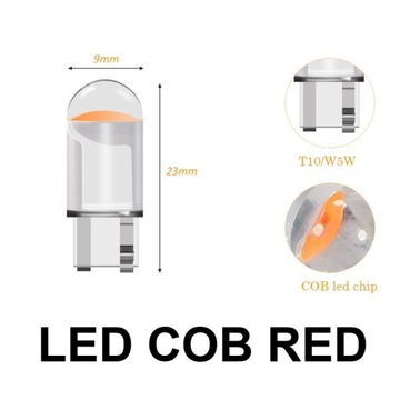 LED COB W5W czerwona 12V - Szybka wysyłka