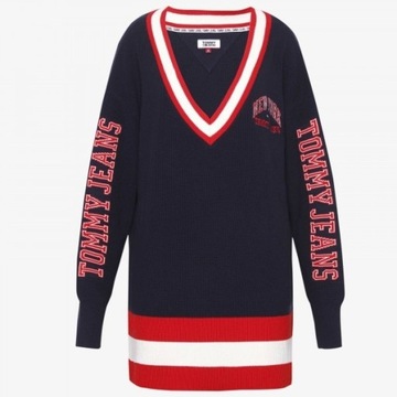 Tommy Jeans Sweter damski Granatowy Oversize XS