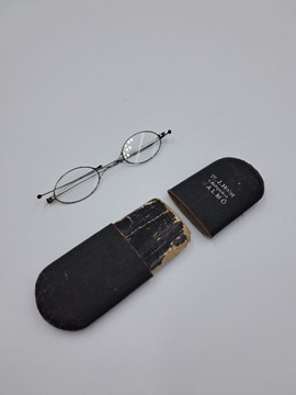 Stare przedwojenne okulary binokle z etui