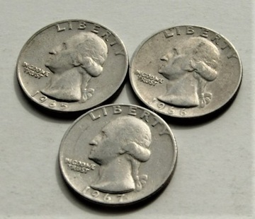USA 25 cent 1965 1966 1967 (3 sztuki)