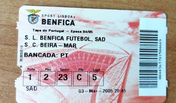 Bilet piłkarski SL Benfica Lizbona Portugalia 