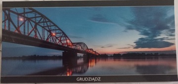 Pocztówka Grudziądz najdłuższy most panorama