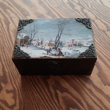 Szkatułka  pudełko drewniane w stylu vintage