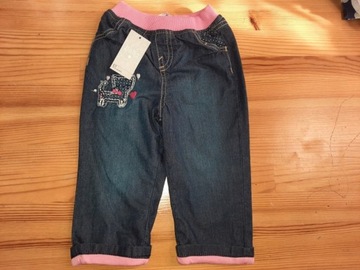 Spodnie jeans na bawełnianej podszewce Matalan 80