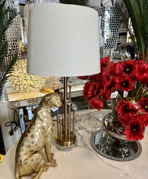 Lampa stołowa glamour złota z kryształkami PREMIUM