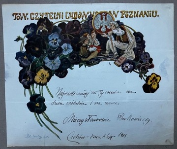 1913 Telegram patriotyczny Cichów gen. Bukowiecki 