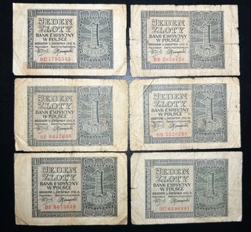 zestaw banknotów 1 złoty 1941 rok