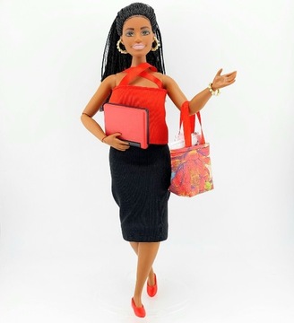 Sukienka dla Barbie CURVY zestaw z laptopem 13 el.