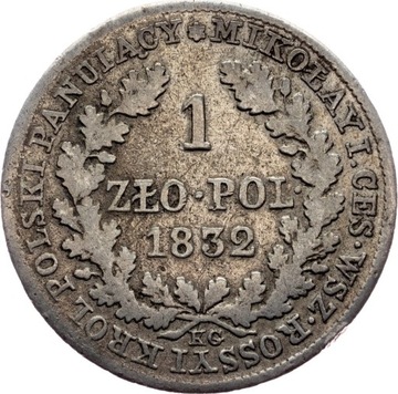 1 złoty 1832 KG Mikołaj I Królestwo Kongresowe 