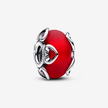 Pandora Charms czerwonego szkła z serduszkami