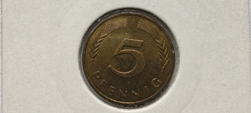 Niemcy 5 fenigów, 1983 r. Znak menniczy „J”. #S57