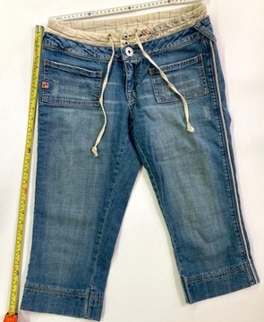 Spodnie damskie rybaczki jeans używane L do łydki 
