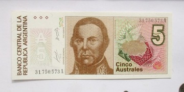 Argentyna, 5 Australes, 1987-1989 r. stan U.N.C.