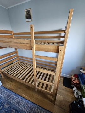 Dziecięce łóżko piętrowe drewniane 190x80