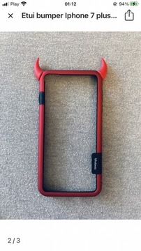 Etui bumper Iphone 7 plus czerwone rogi diabeł