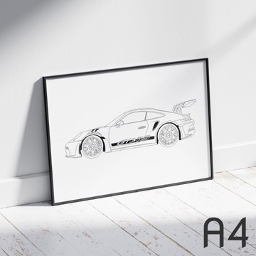 Porsche 911 GT3 RS (wzór 1) | plakat A4 + rama