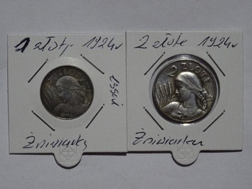 1zł.i 2zł.1924 Żniwiarka monety kolekcjonerskie