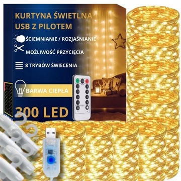 Kurtyna Świetlna Lampki Choinkowe Świąteczne x300