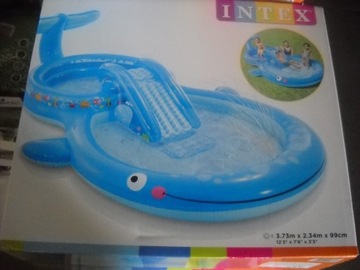 nowy dmuchany duzy basen dla dzieci ze zjezdzalnia
