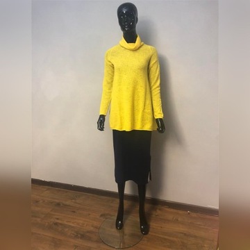 GOLF DAMSKI Cienki Sweter 100% Kaszmir Żółty S/M