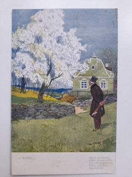 Pocztówka malarstwo Stary kawaler (Josef Wenig)