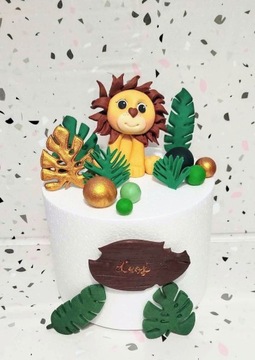 Dekoracja z masy cukrowej na tort figurka Lew Safari Roczek Urodziny 