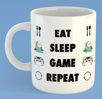Kubek "Eat Sleep Game Repeat" - idealny dla każdego gracza! 330 ml