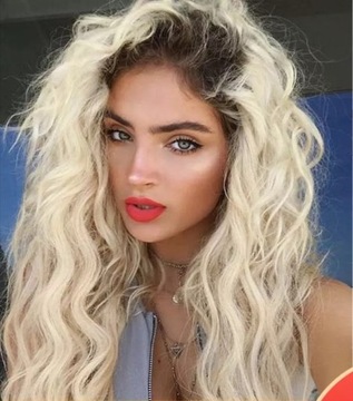 Peruka blond WŁOSY kręcone afro loki JAK NATURALNE