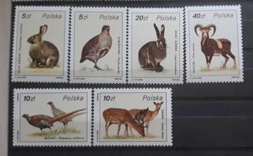 Znaczki czyste Polska 1986r Mi3019-24 Fauna