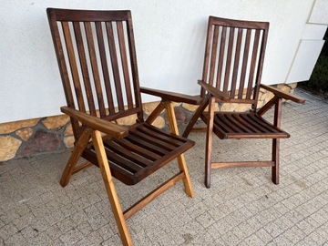 Krzesła ogrodowe tekowe, teak - 2x, stan BDB