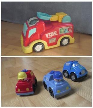 samochody zabawkowe straż  policja  4szt.  (1 duży i 3 małe)