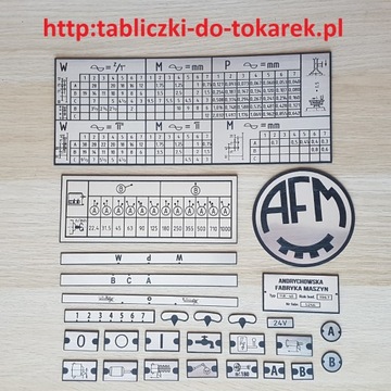 Tokarka TUE 40 Tabliczka Tabliczki Tabela Gwintów