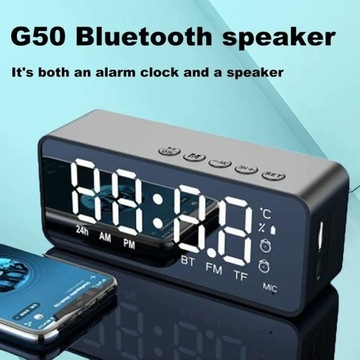 Głośnik bluetooth z zegarem + radio FM